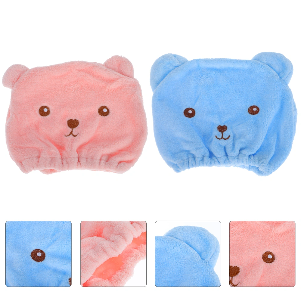 2pcs Adorable Hair Drying Caps Water Quick Absorbent Hair Caps Shower Caps