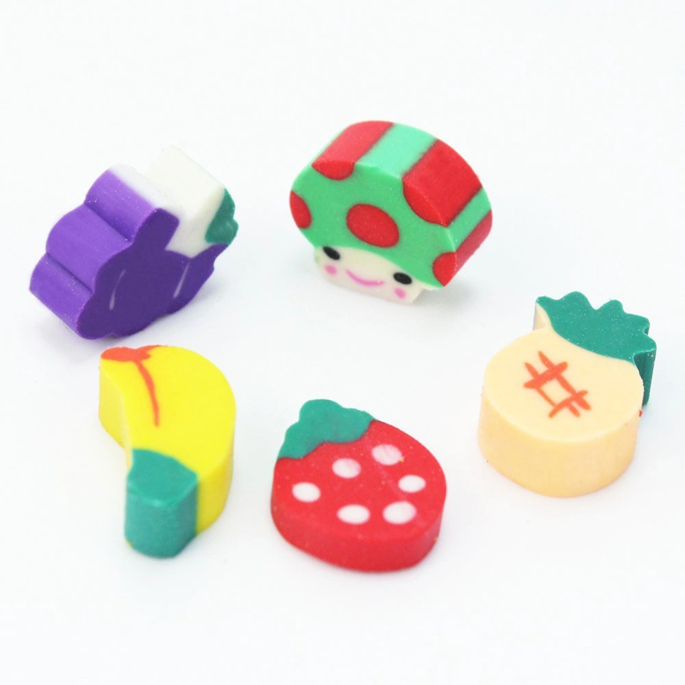 50pcs Lovely Novelty Fruit Pencil Eraser Stationery For Kids Children Gift Toy (Random Styles)