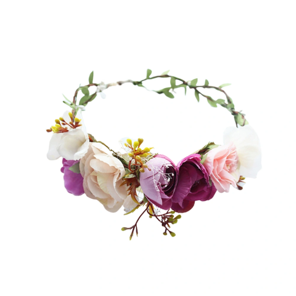 1PC Aesthetic Simulation Rose Fabrics Hair Headband Garland Head Accessory for Lady Girls