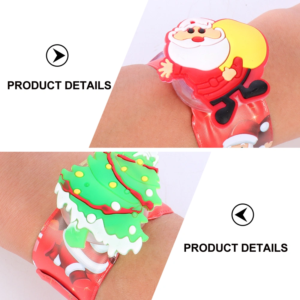 12Pcs Christmas Glow Slap Bracelet Xmas Slap Band Wrist Decoration Random Style