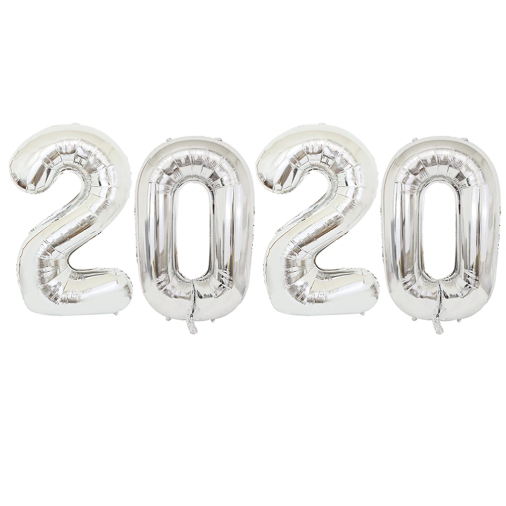 4pcs 32 Inches 2020 Number Aluminum Foil Balloon Party Supplies Decoration (Silver)