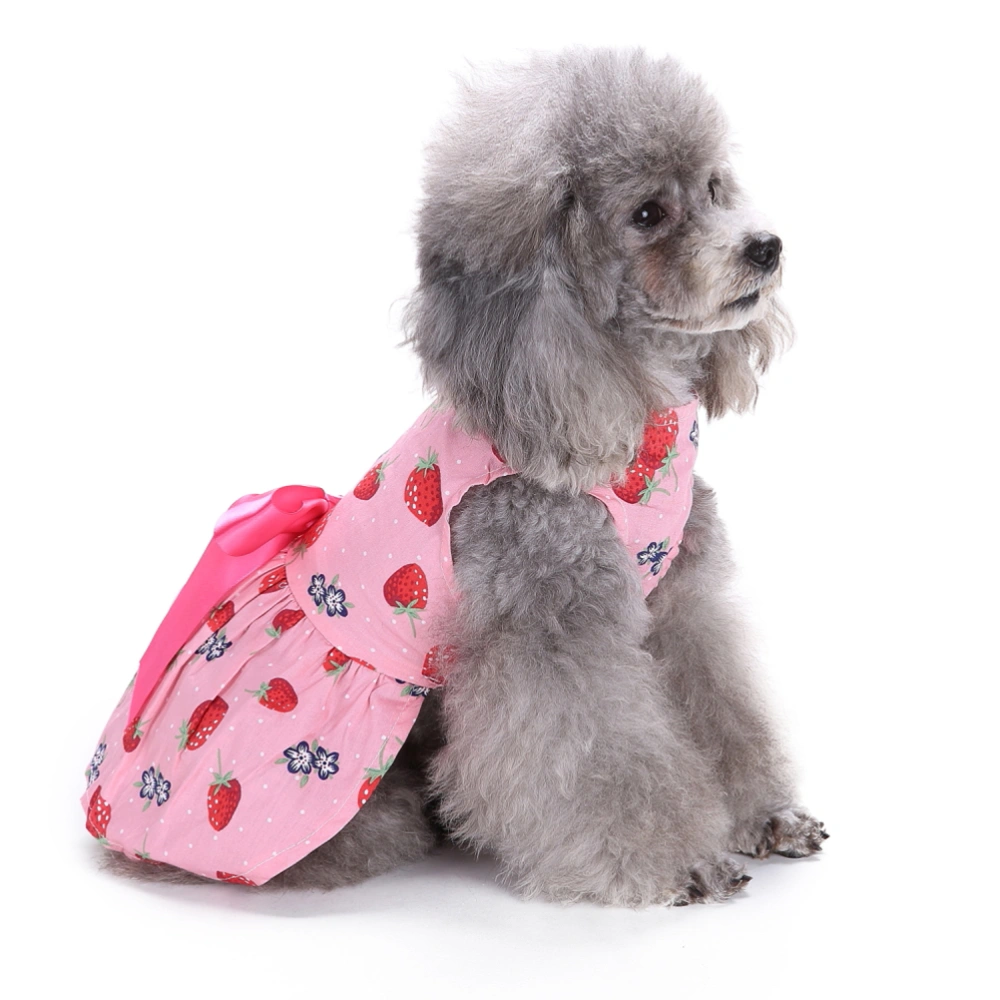 1PC Pet Dog Summer Dress Pet Clothes Elegant Bowknot Sleeveless Puppy Skirt (Strawberry Size L)