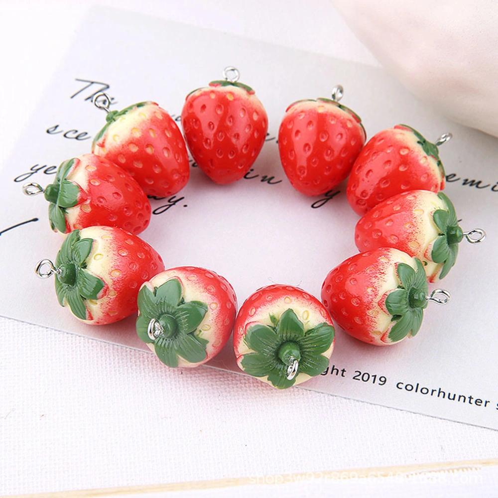 10PC Fruit Strawberry Pendants Drop Oil Stereo Simulation Hanging Lovely DIY Handmade Jewelry Earrings Material Accessories Pendants (Red)