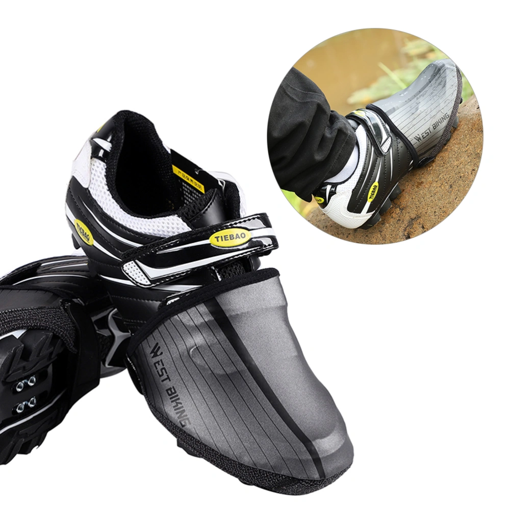 1 Pair of Cycling Shoes Covers Warm Windproof Safe Riding Half Shoe Cover Overshoes for Riders Cycling Bicycles Size L(Dark Grey)