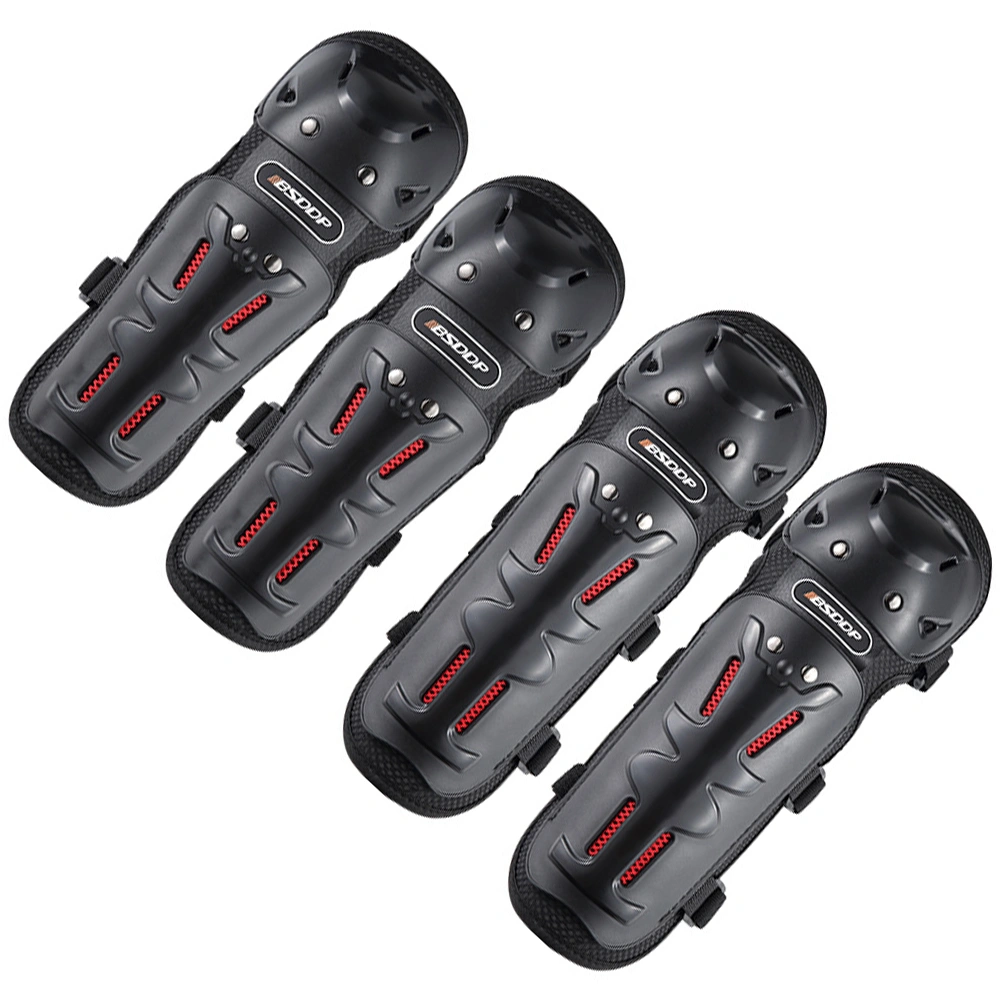 4pcs Motorbike Riding Defense Supplies Elbow Guard Kneecap Outdoor Protectors for Adult (Black)
