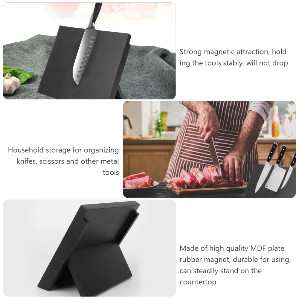 Kitchen Cutting Tool Holder Creative MDF Board Magnetic Cutter Storage Rack Holder Organizer (Black)