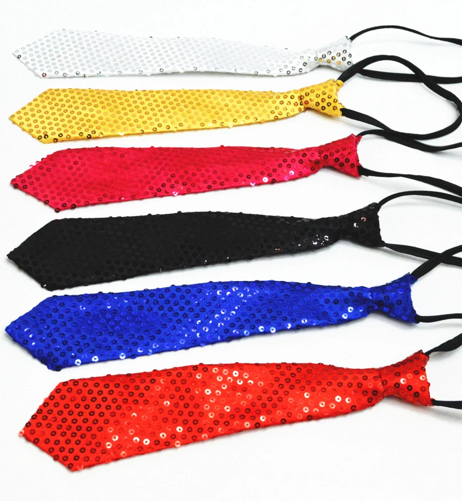 2Pcs Shiny Neck Tie Men Tie Men Necktie Uniform Tie Stage Performance Necktie Decorative Necktie