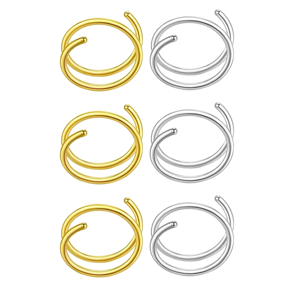 6 Pcs Nose Rings Stainless Nose Rings Nose Jewelry Women Spiral Nose Hoops