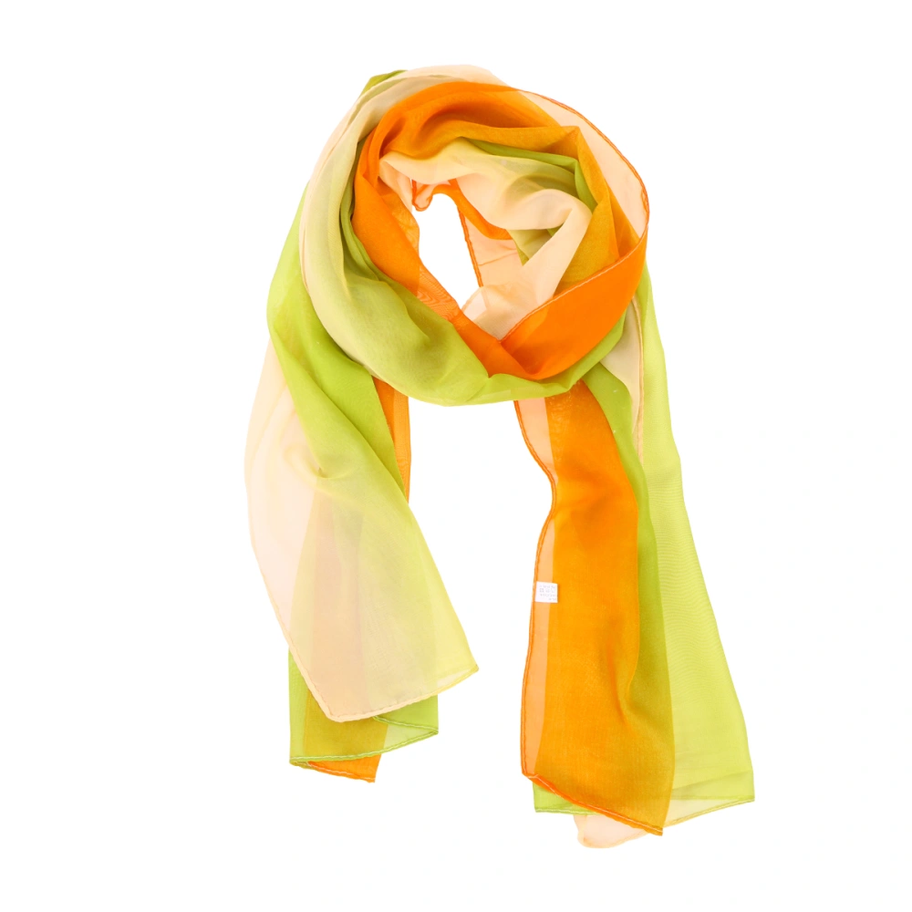 Unique Women's Elegant Scarves Chiffon Gradient Color Scarf (Orange Yellow And White)