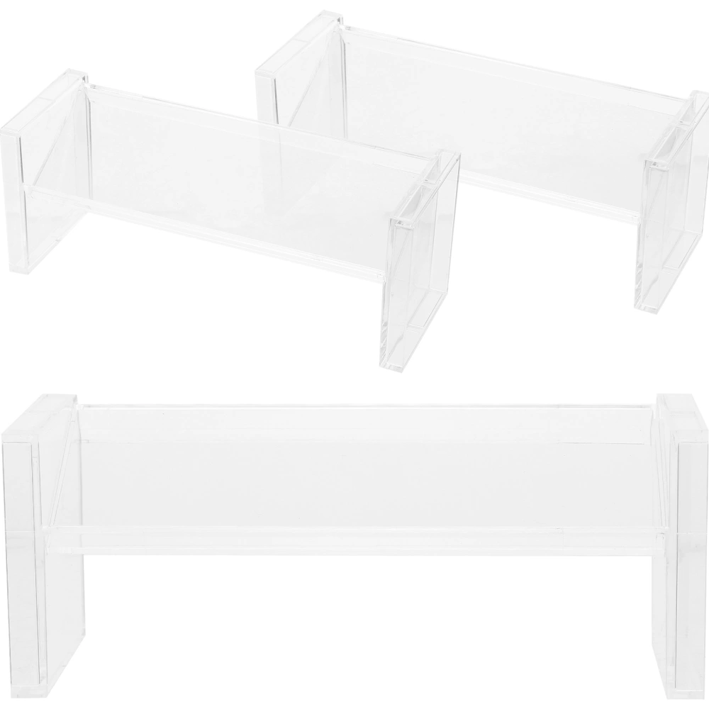 3pcs Rectangular Clear Showcases Collectibles Display Stands Tabletop Display Racks