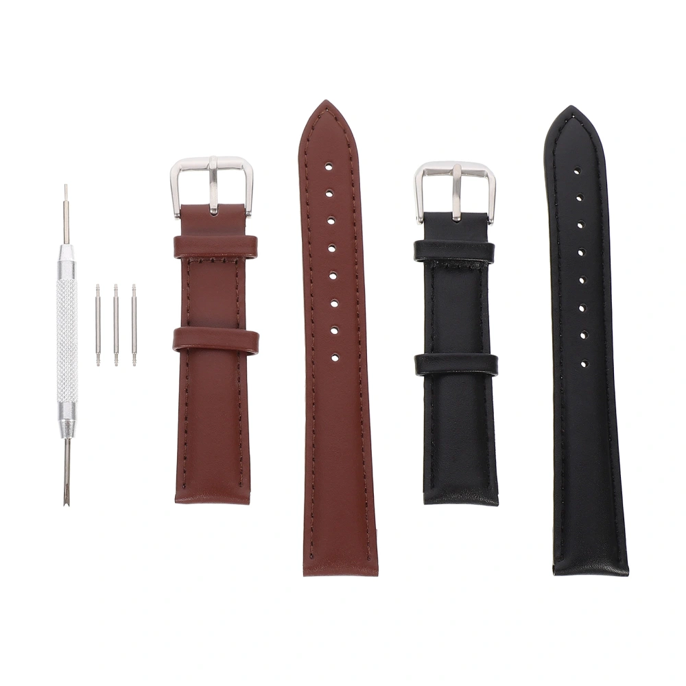 2 Sets Simple Retro Cowhide Straps Cowhide Watchbands Cowhide Watch Bands