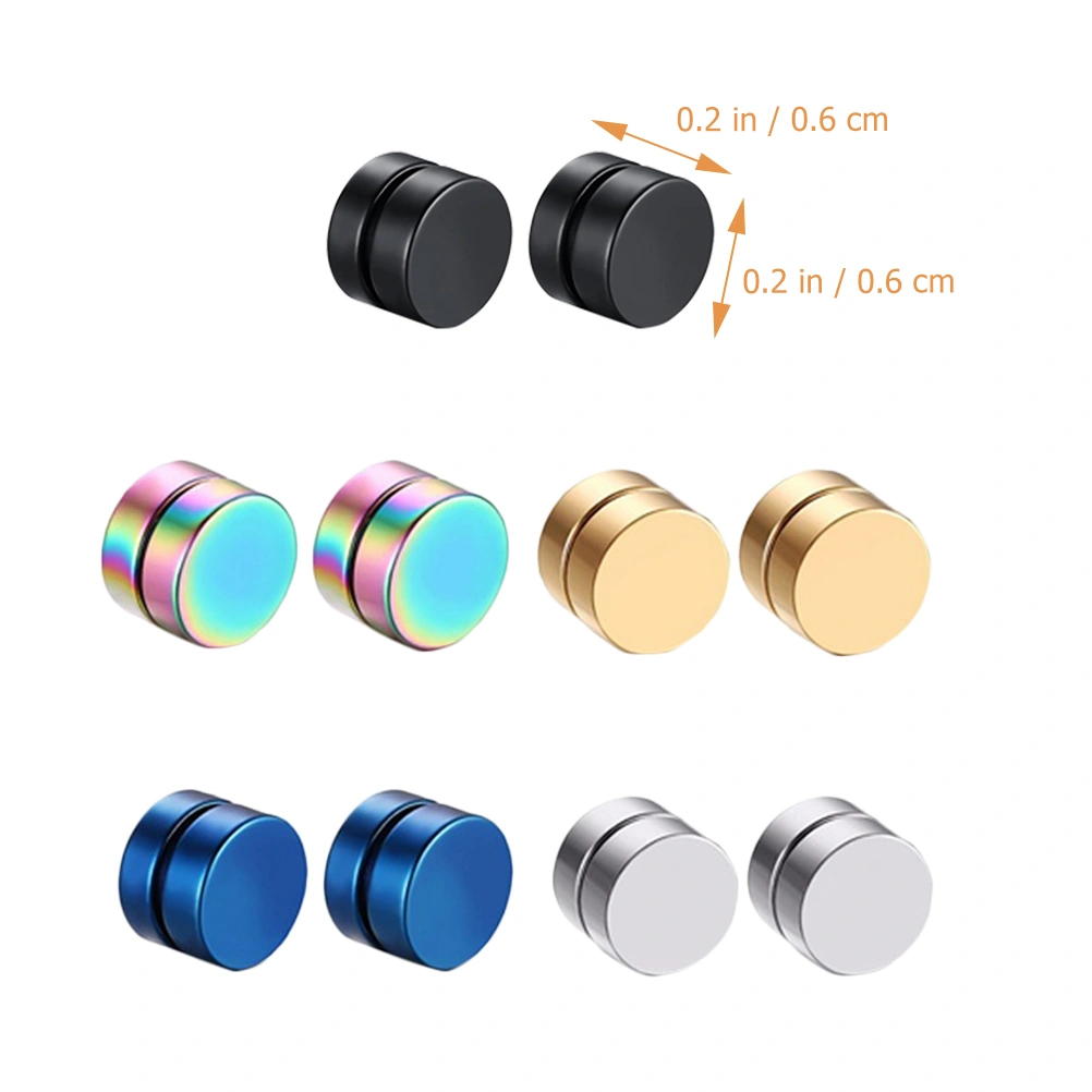 5 Pairs Stainless Steel Fake Earrings Magnetic Stud Earrings Non Pierced Earrings