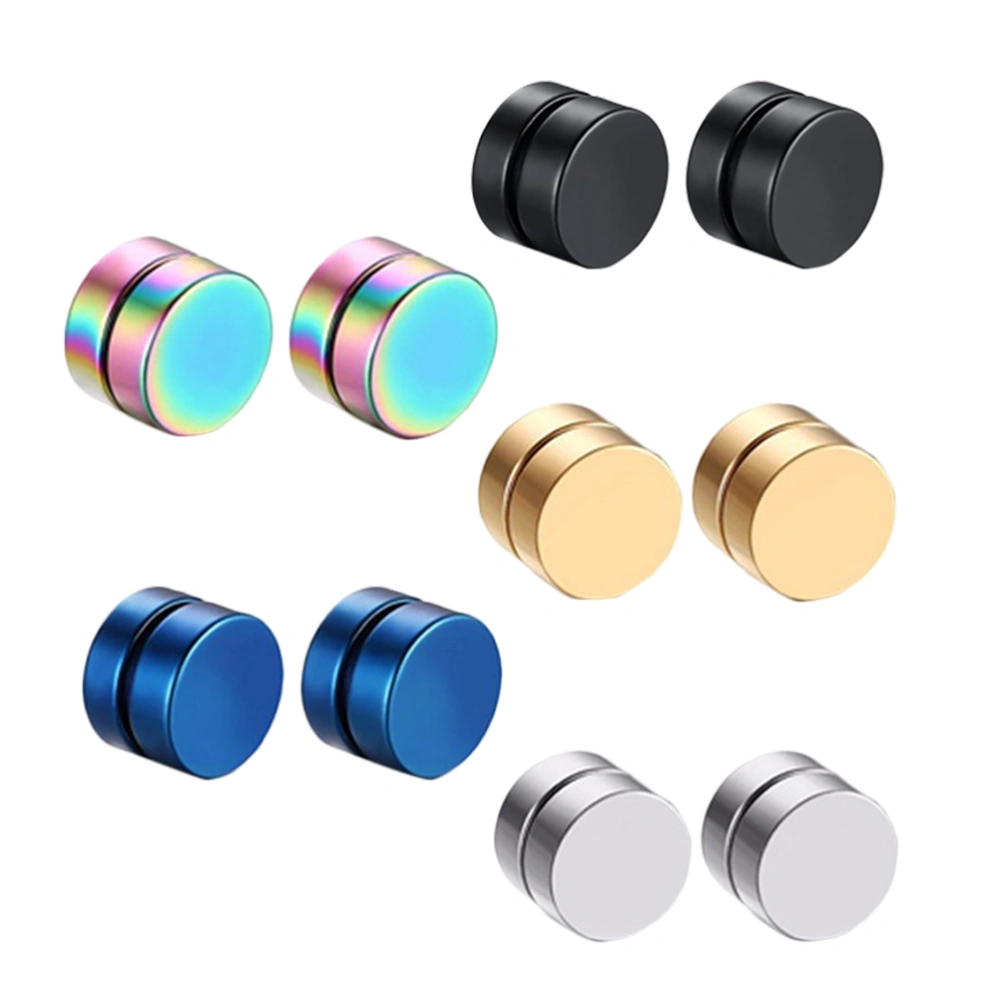 5 Pairs Stainless Steel Fake Earrings Magnetic Stud Earrings Non Pierced Earrings