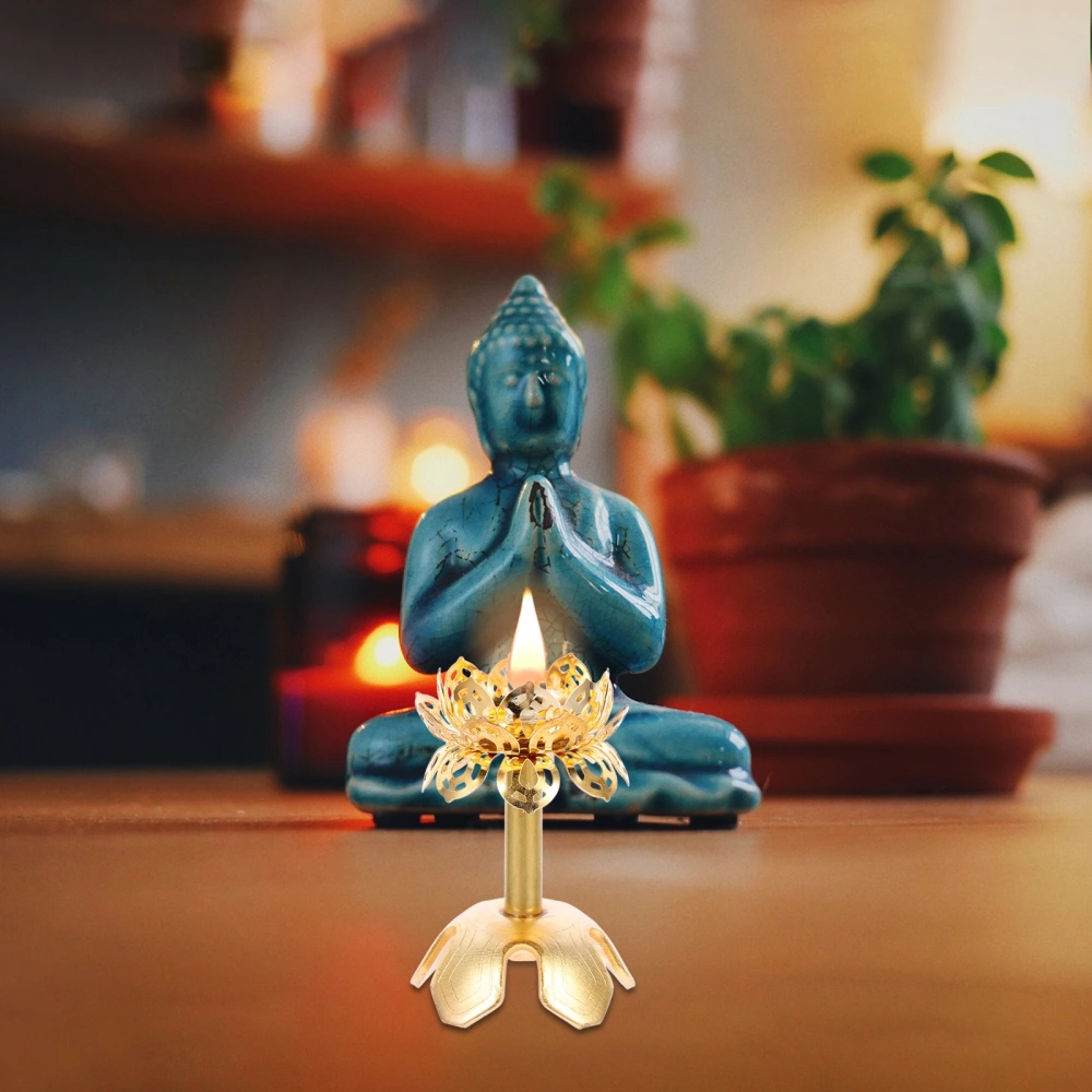 1Pc Lotus Wick Stand Temple Pray Oil Lamp Holder Durable Buddha Wick Frame