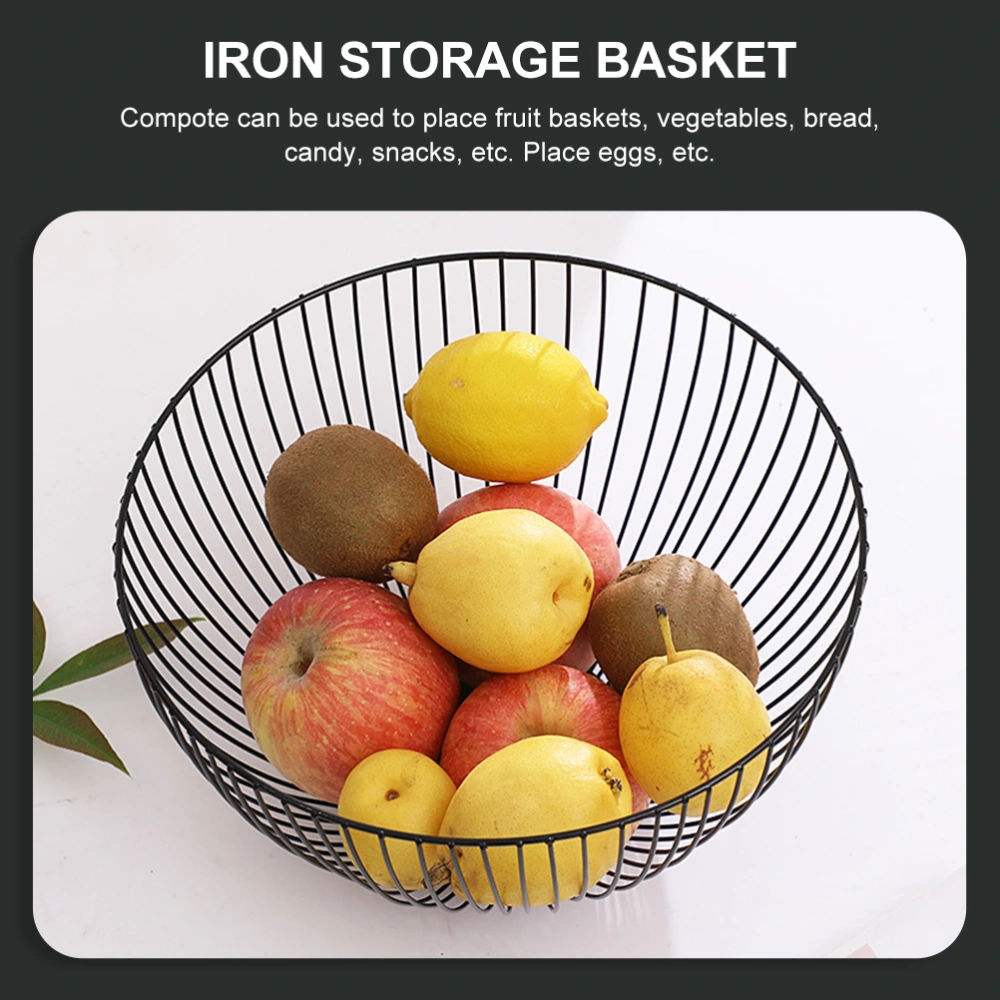 1Pc Wire Basket Round Storage Basket Personalized Egg Storage Holder (Black)