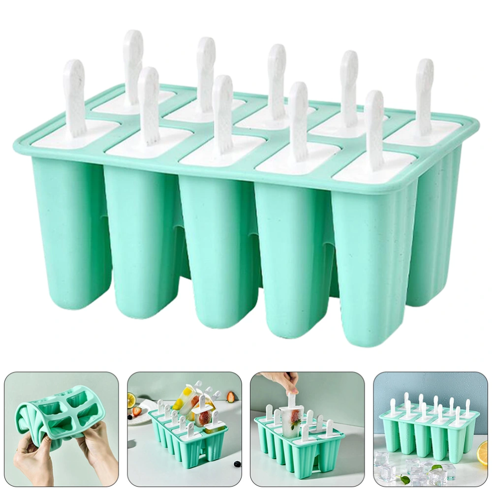 1Pc Ten Grid Ice Cream Mold DIY Making Tool Frozen Popsicle Mold (Green)