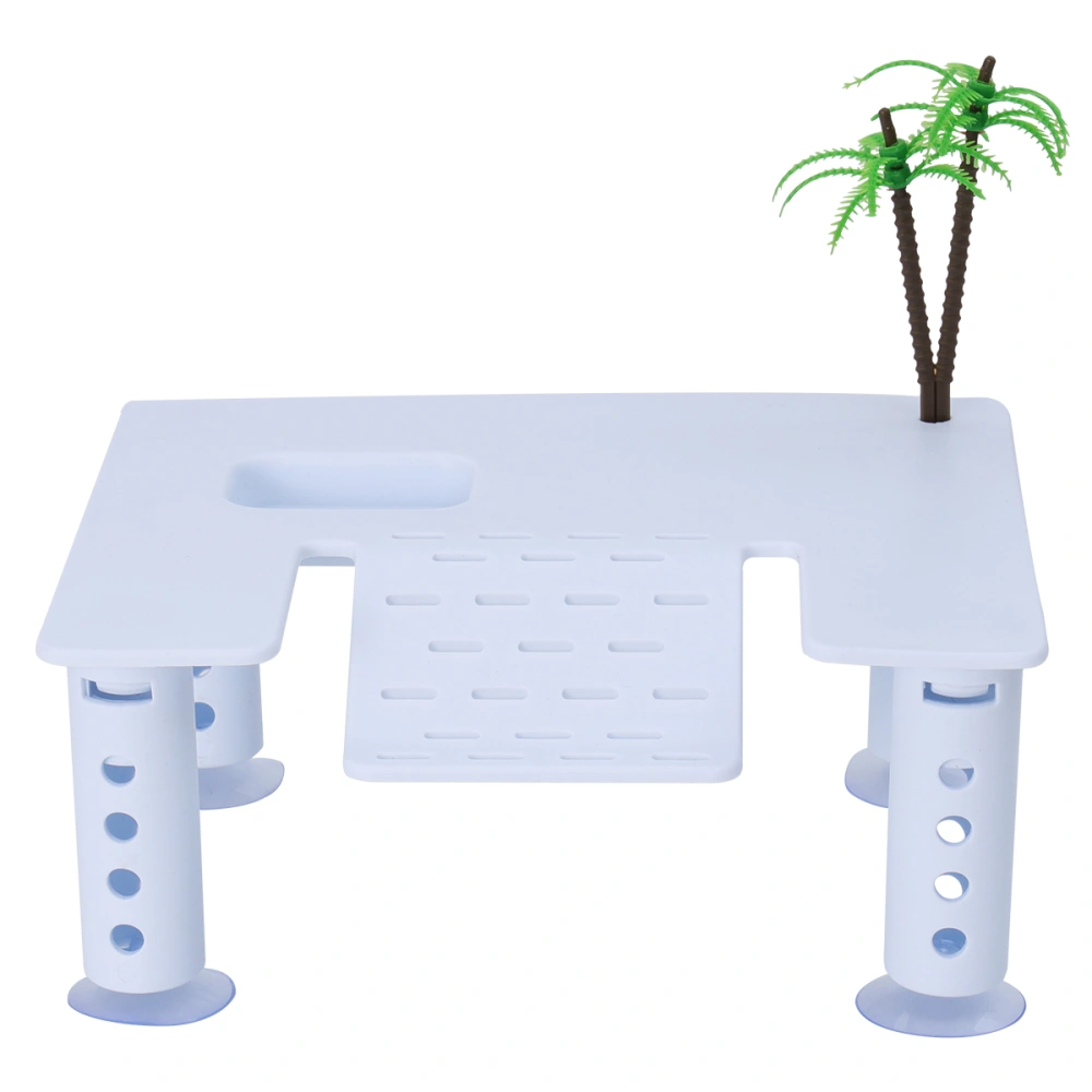 Square Turtle Drying Back Platform DIY Assembly Belt Climbing Coconut Tree Plastic Floating Amphibious Reptile Platform Aquarium Fish Tank Stair Island (White)