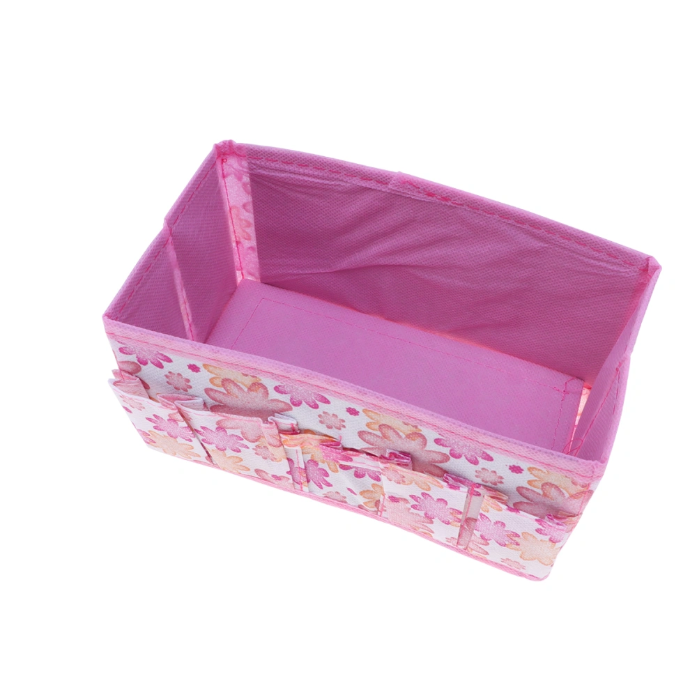 Multifunction Foldable Makeup Cosmetics Storage Box Flower Pattern Jewelry Case Container Sundries Organizer (Pink)