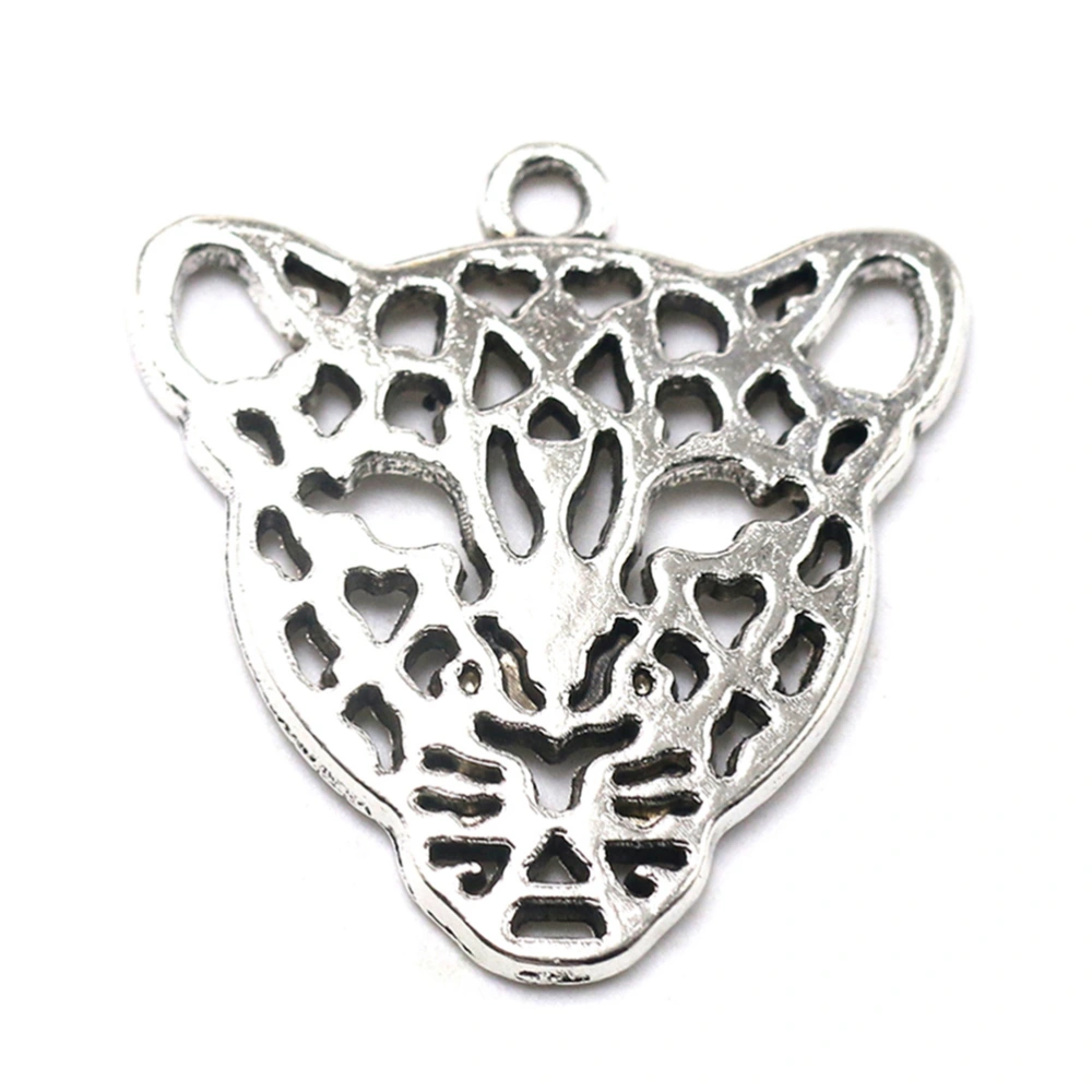 20pcs Hollow out Leopard Head Pendants DIY Alloy Charms Jewelry Making Accessory for Necklace Sweater Chain (Antique Silver)