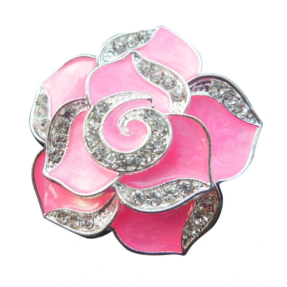 One Pair Car Air Vent Decorations Camellia Rhinestone Encrusted Fragrance Air Freshener Holders Auto Car Interior Decoration (Pink)