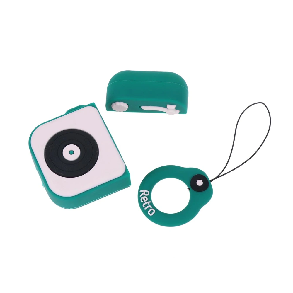 1pc Recorder Player Shaped Earphone Case Creative Earpiece Protector Earbuds Box with a Ring Compatible for Apple Airpods Dark Green