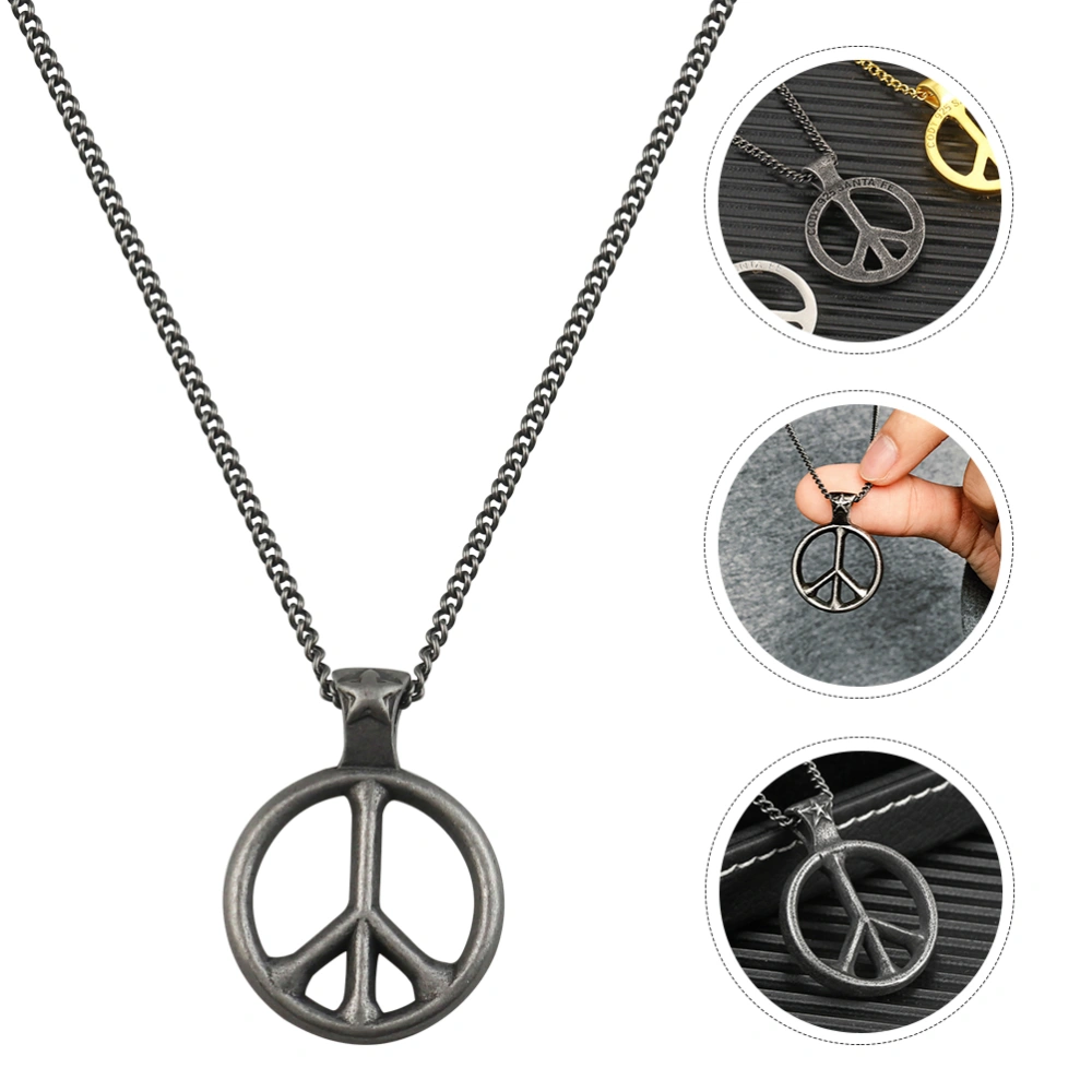 1Pc Peace Sign Necklace Retro Fashion Necklace Vintage Neck Jewelry Gift (Black)