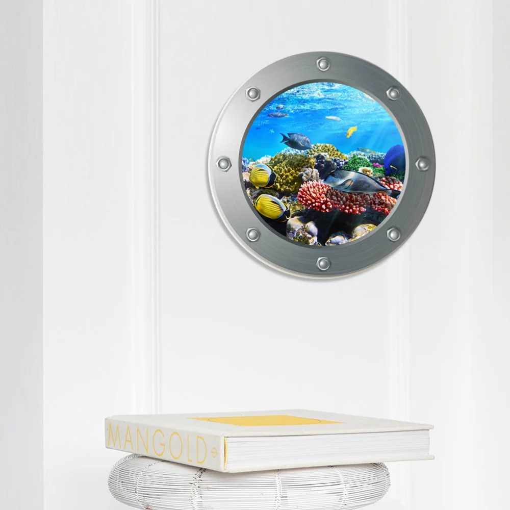 Submarine Window 3D Stickers Sea World Decorative Stickers for Baby Room Living Room Bedroom