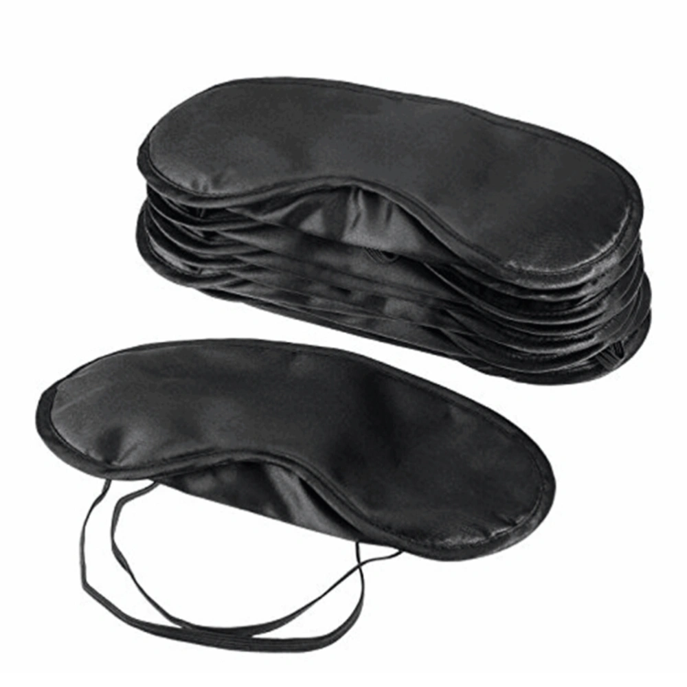 15pcs Polyester Sleeping Eye Cover Blindfold Portable Shading Eyepatch Eyeshade Eye Mask (Black)