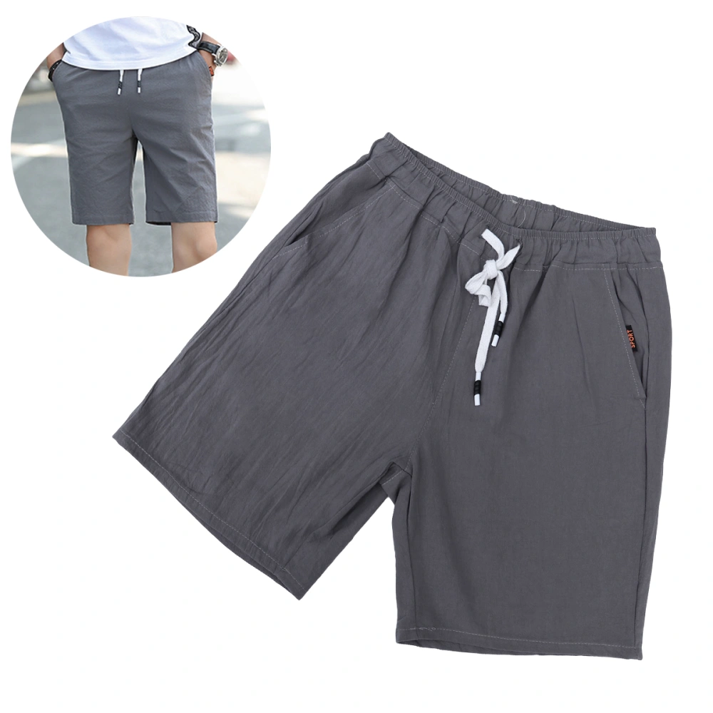 Summer Casual Shorts Fashion Stylish Pure Color Sports Beach Shorts Trunks for Men Size L Grey