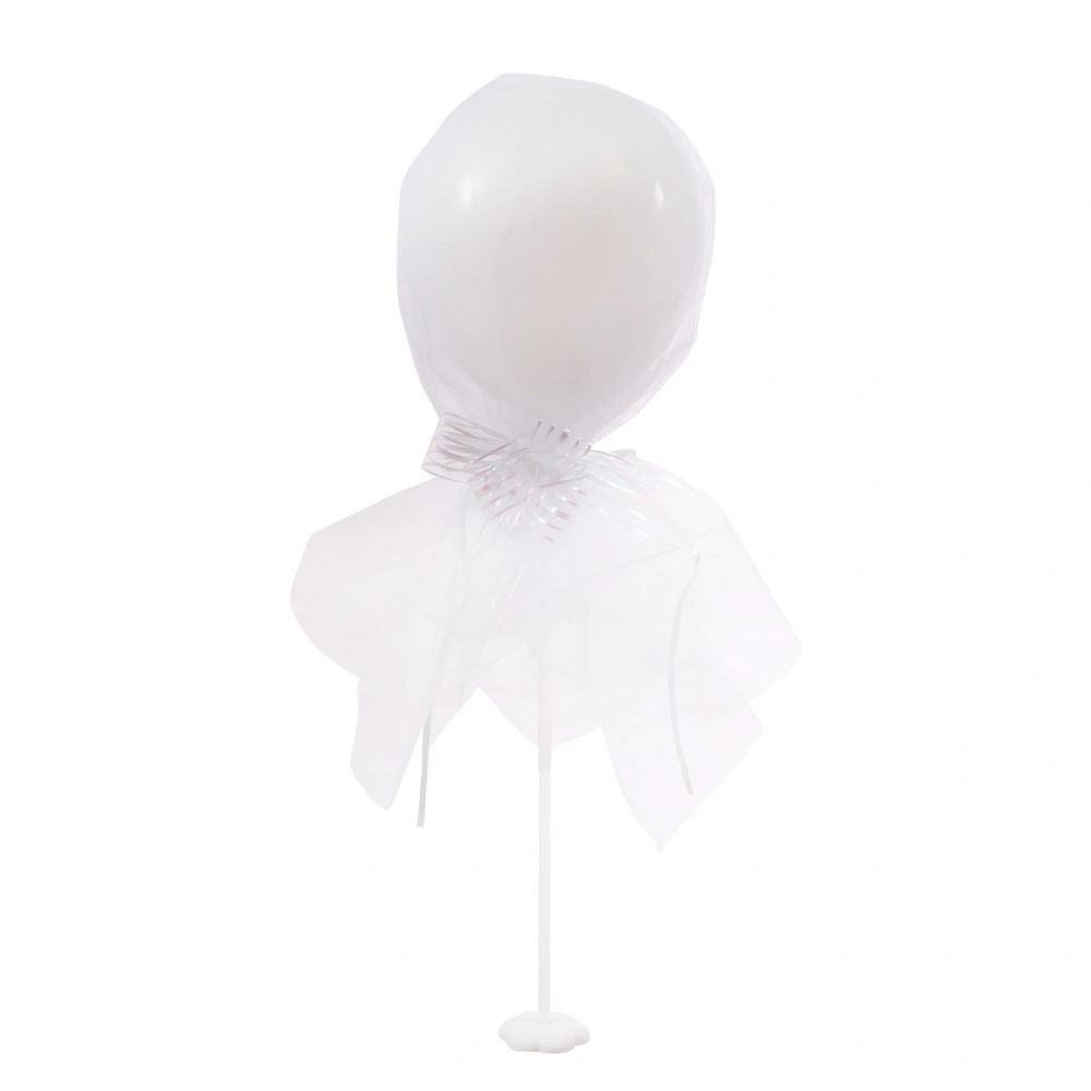 2Pcs Creative Delicate Bowknot Balloons Table Decoration Gauze Decorative Balloons for Birthday Wedding Party (White)