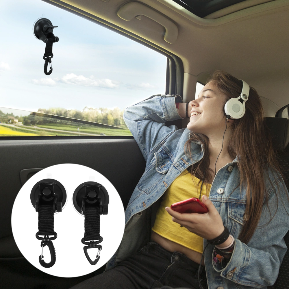 2Pcs Heavy Duty Suction Cup Hooks Practical Suction Cup Anchor for Car (Black)