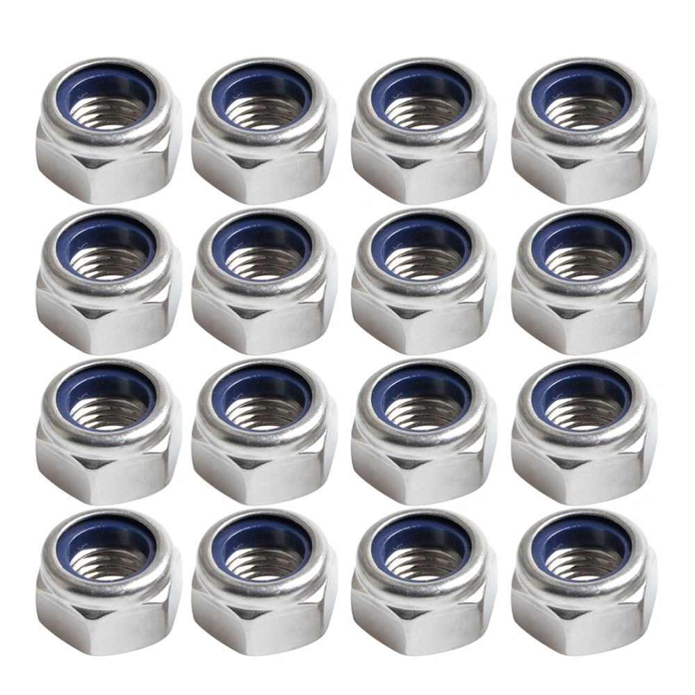 200pcs Lock Nut Stainless Steel Finish Hex 304 Stainless Steel with Nylon Insert