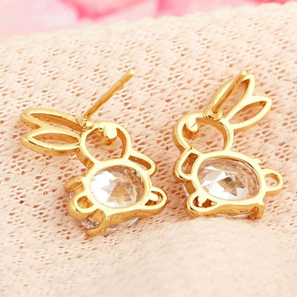 1 Pair Women Fashion Earrings Micro-inlay Rabbit-shape Zircon Ear Rings Jewelry Decor Gift for Girl Lady(ERZ0251,White)