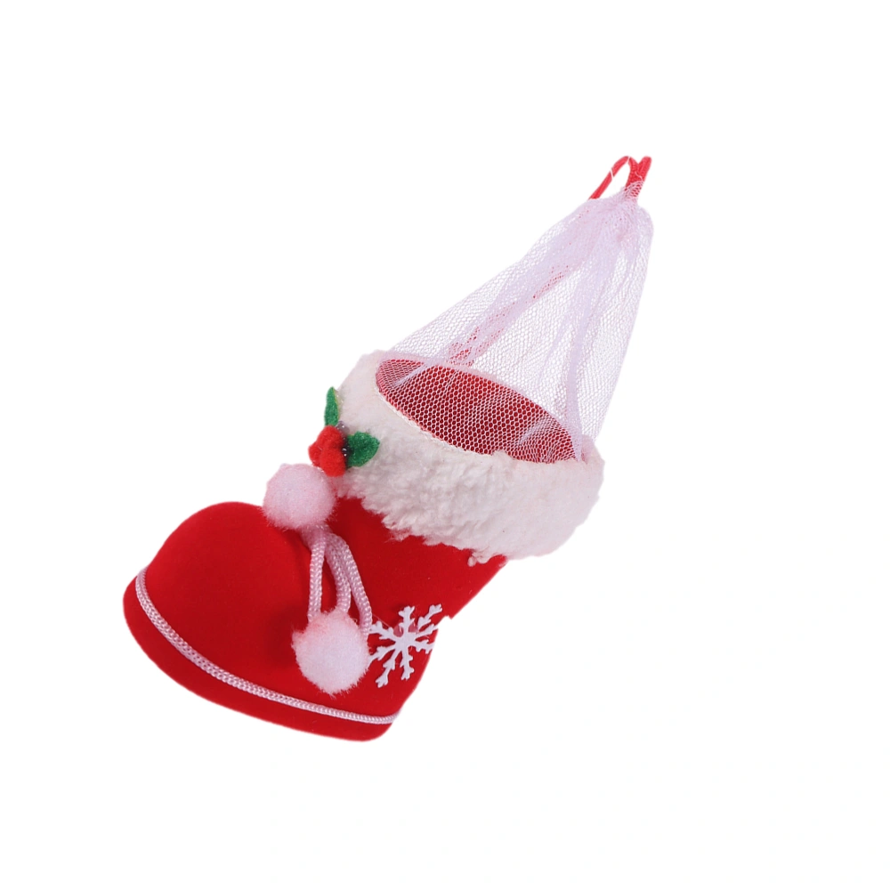 2PCS Christmas Stockings Decorative Pendant Candy Boots Sock Pouch Gift Bags Candy Sockings Bag (Small Candy Boots)