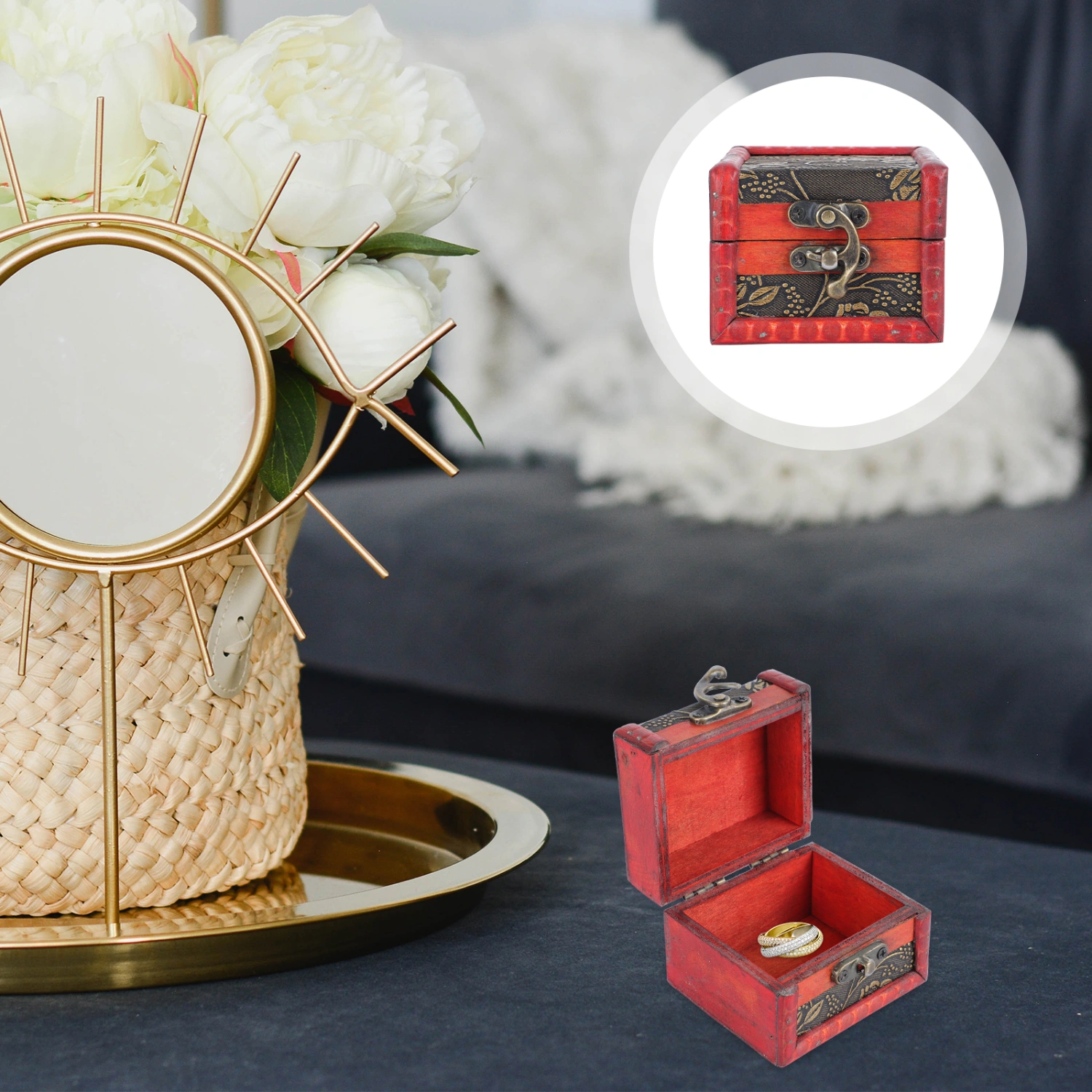 Wood Jewelry Box Small Trinket Storage Organizer Jewelry Trinket Storage Box