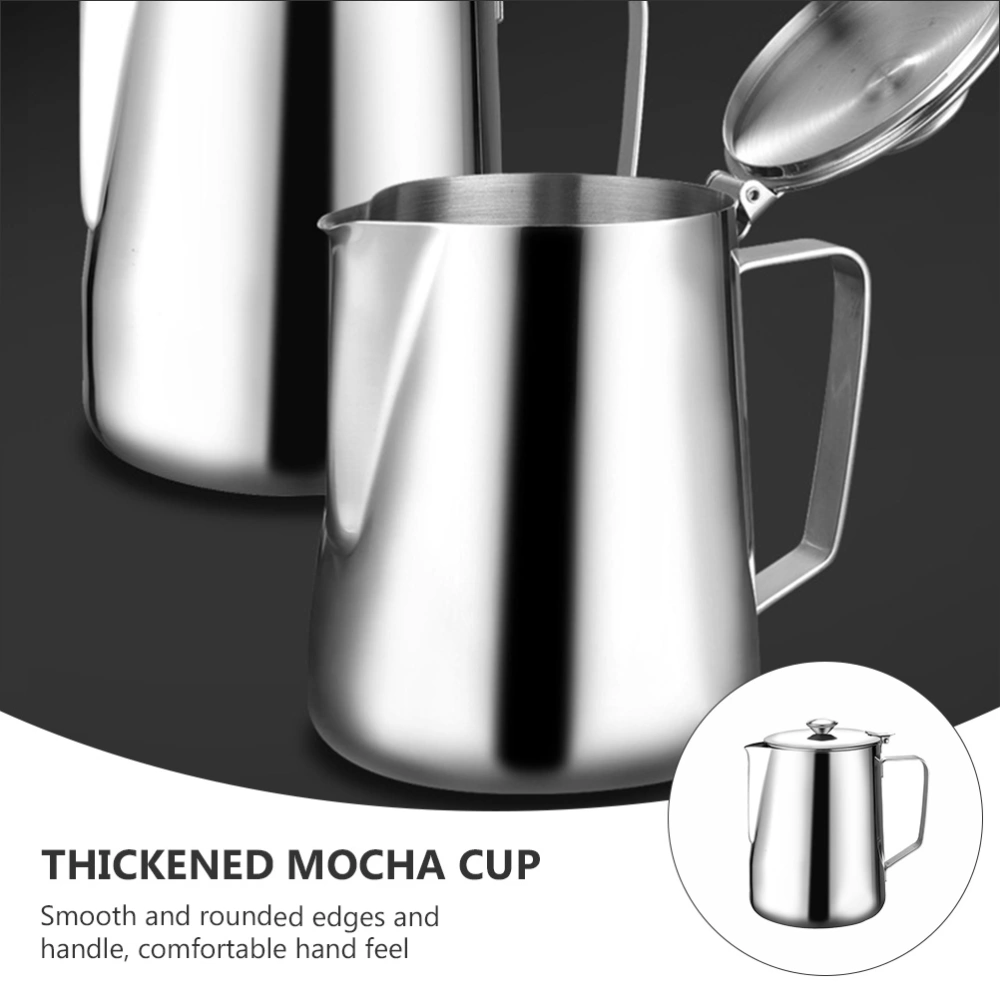 1 Pc 600 ML Thickened Milk Cup Durable Dust-proof Mocha Cup with Lid (Silver)