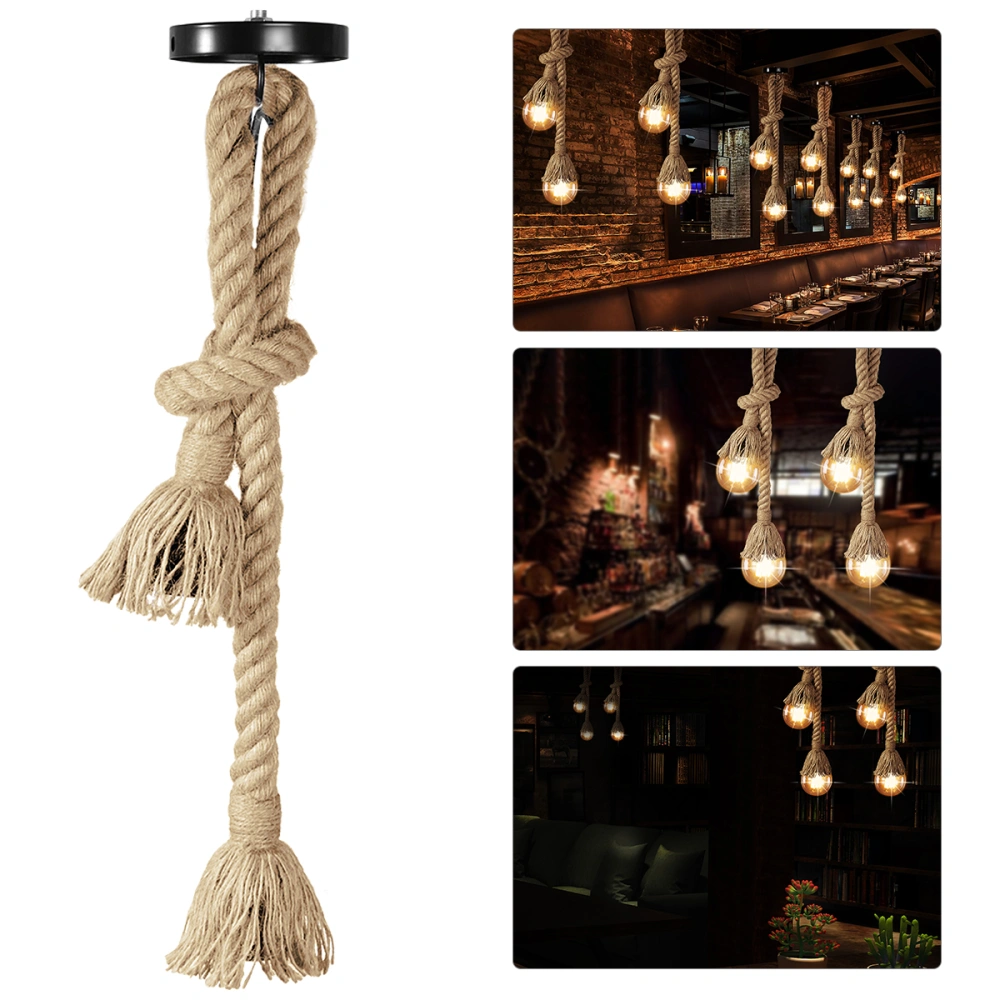 LEDMOMO 1M Double Heads Pendant Hemp Lamp Rope Rustic Hanging Lights for Bedroom Restaurant Cafe Bar Country Style Decoration