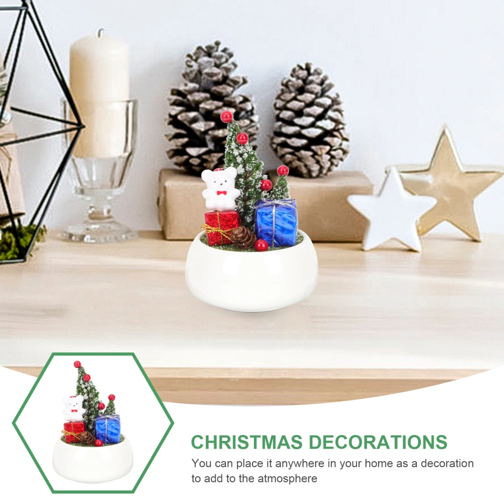 Christmas Artificial Plant Decor Desktop Ornament Xmas Potted Plant Decor