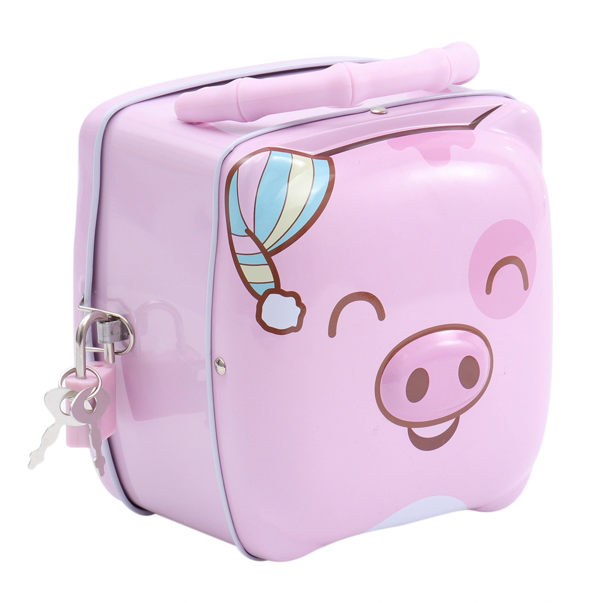 Pig Shape Piggy Bank Iron Money Box Storage Jar Coins Save Pot Gift for Kids Children (Pink)