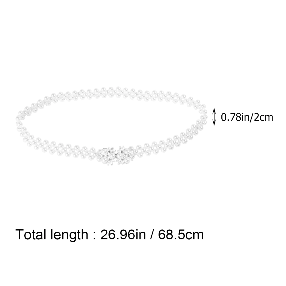 Waist Chains All-Match Fashionable Pearl Rhinestone Waist Chains Dress Decorative Belt For Woman (Clover Style)