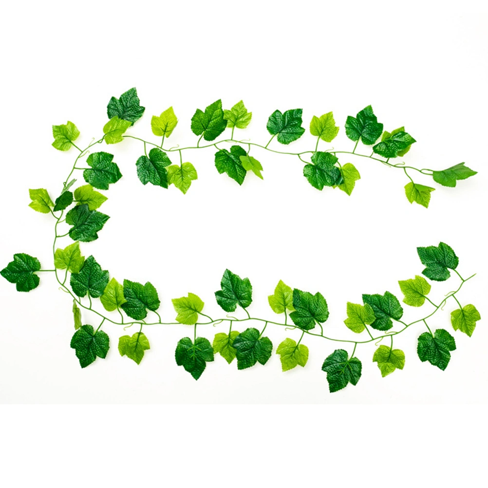 2pcs Simulation Boston Ivy Grape Leaf Ivy Vine Leaves Vines Wreath for Wedding Wall Decoration (Green)