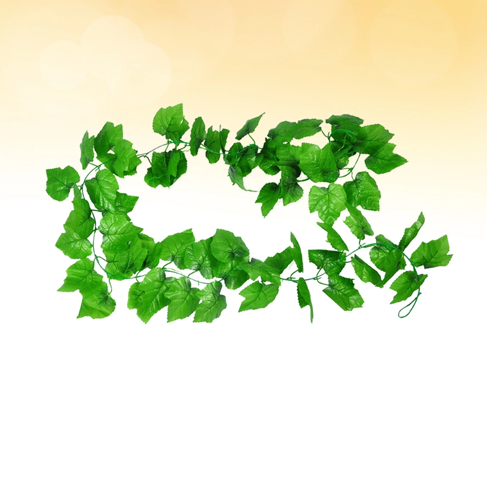 2pcs Simulation Boston Ivy Grape Leaf Ivy Vine Leaves Vines Wreath for Wedding Wall Decoration (Green)
