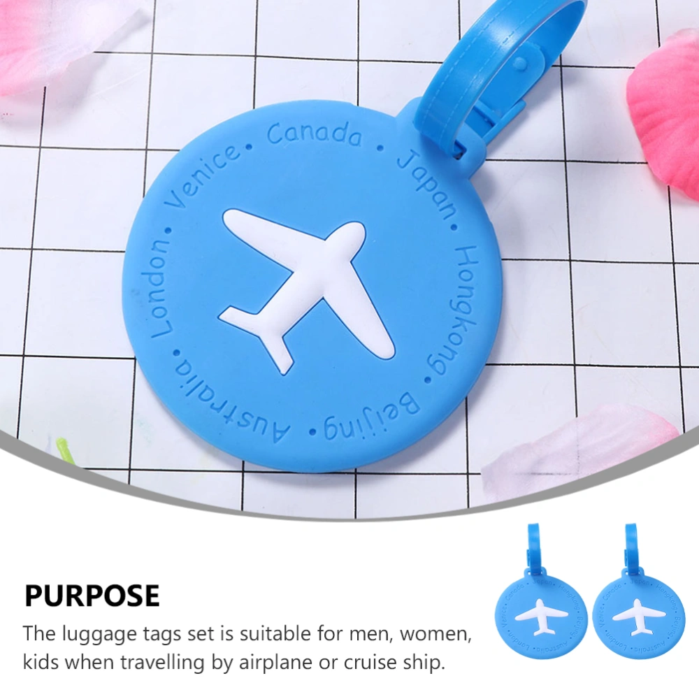 2pcs Travel Luggage Tags Silicone Luggage Tags Airplane Patterns Suitcase Tags