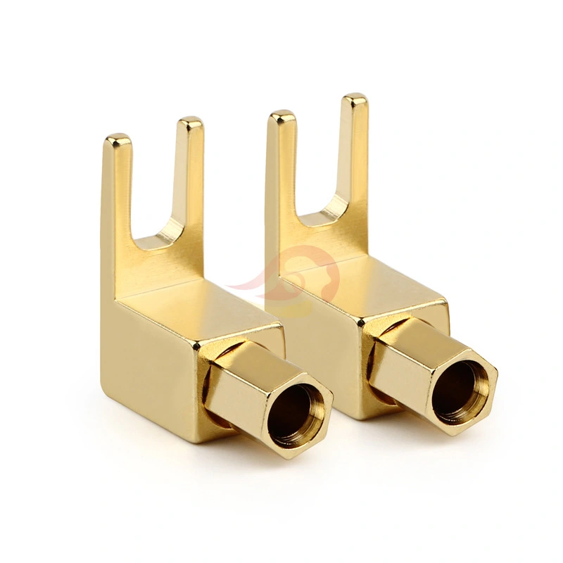 2pcs Right Angle Banana Plugs Speaker Connectors 90 Degree L Shape Audio Speaker Connectors