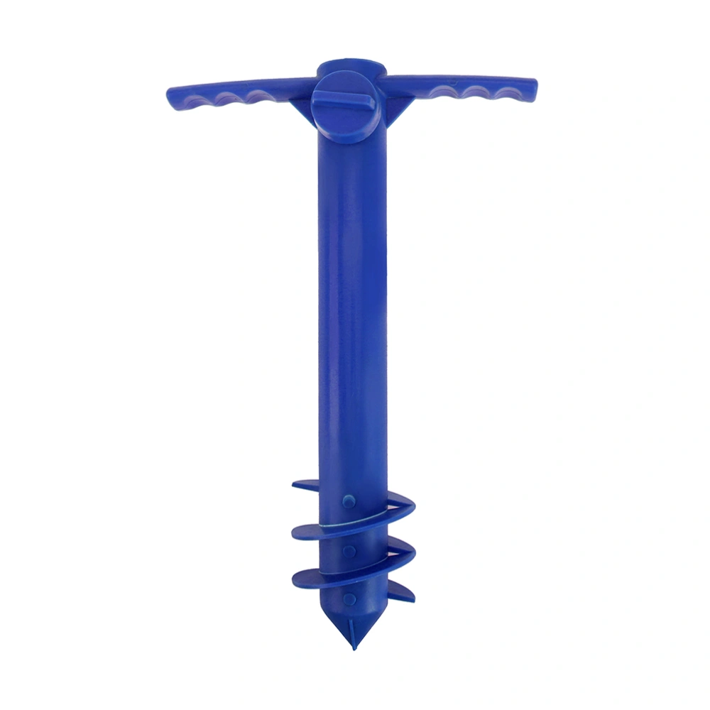 2PCS Umbrella Anchor Plastic Drill Keeps Your Umbrella From Blowing Away Or Tipping Over for Sand Beach Auger Blue