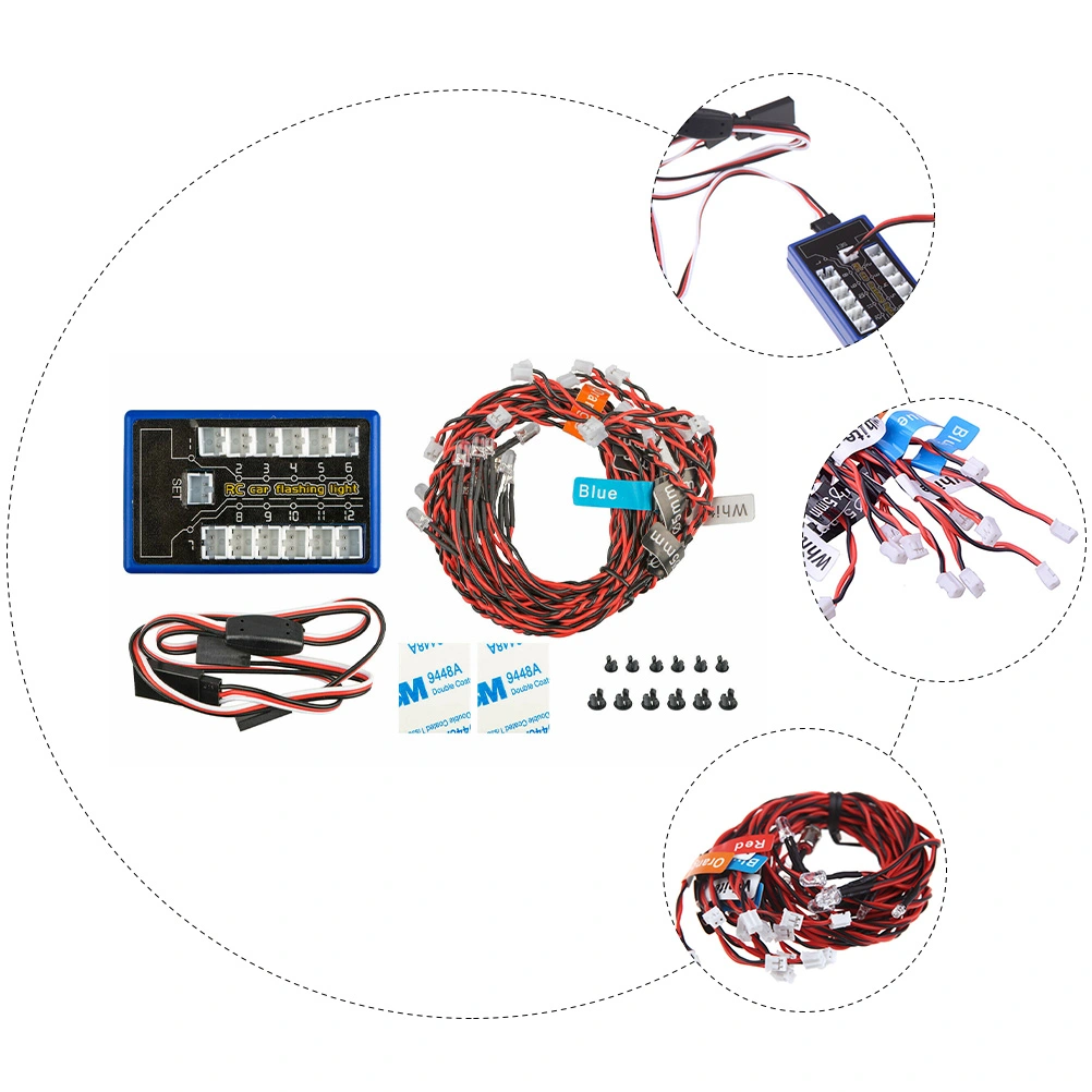 1 Set LED Light for RC Model Car 1/10 RC Crawler Headlight Taillight Kit
