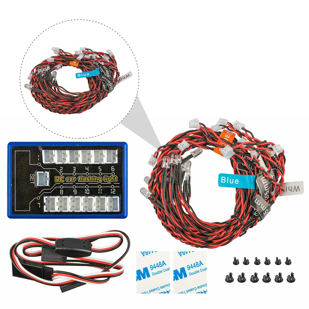 1 Set LED Light for RC Model Car 1/10 RC Crawler Headlight Taillight Kit