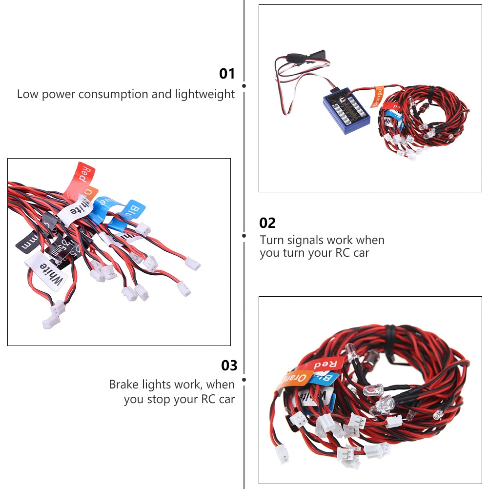 1 Set LED Light for RC Model Car 1/10 RC Crawler Headlight Taillight Kit
