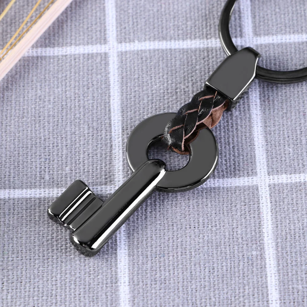 WINOMO 2 Pcs Creative Fashion Leather Couple Keychain Key Chain Ring Keyring Key Lock Gift (Gun Black)