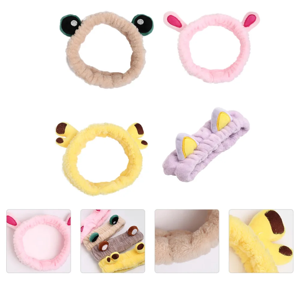 4Pcs Beautiful Women Hair Band Elastic Face Washing Headband Makeup Headband